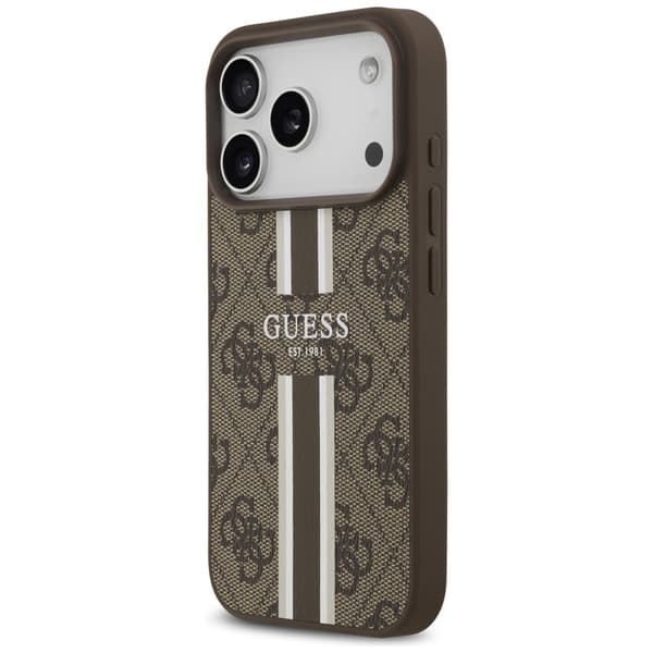 Guess 4G Printed Stripes MagSafe-etui til iPhone 17 Pro brunt