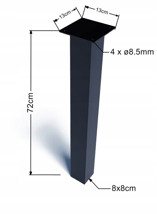 Metalben til møbelbord 8x72 cm 4 dele sort stabil
