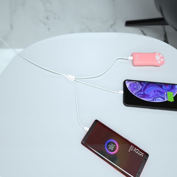 3-i-1-kabel USB-A till USB-C micro-USB iPhone Lightning 480Mb/s 1,2m vit