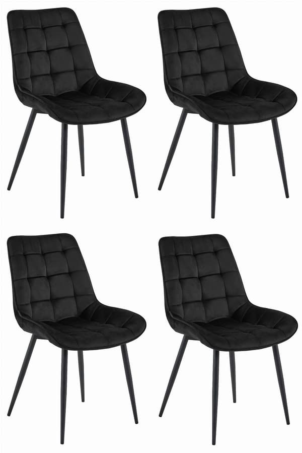 BERA stol - sort fløjl / sorte ben x 4
