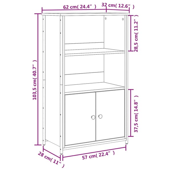 vidaXL skab, sort, 62x32x103,5 cm, træbaseret materiale