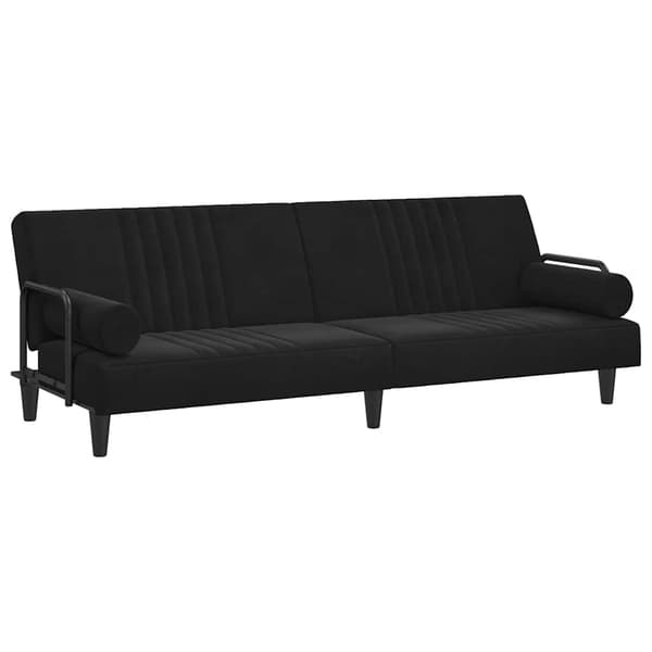 vidaXL sovesofa med armlæn, sort fløjl
