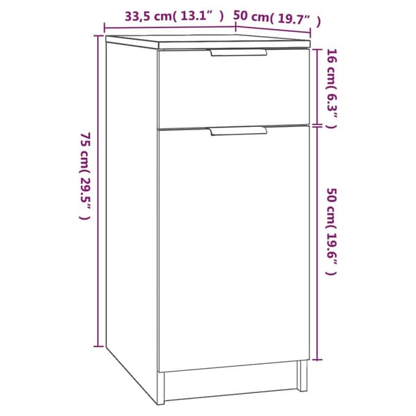 vidaXL underskab hvid 33,5x50x75 cm