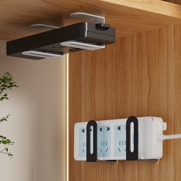 2x Vægophæng til router, dekoder, wifi-modem + monteringslim (sort)