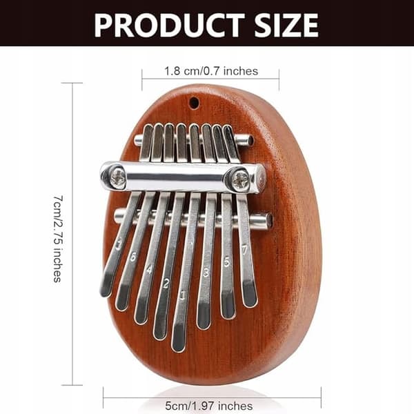 Mini kalimba, tumpiano, 8 tangenter, med flätad sträng