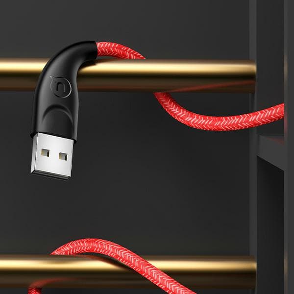 USAMS Flätad U41 USB-A till Lightning-kabel 2m 2A Röd