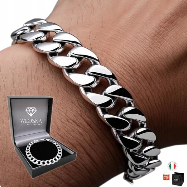 HERRARMBAND I HELSILVER 925 SILVER DIAMANTPLÄTERAT