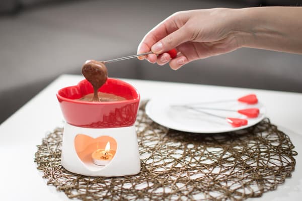 Chokladfondue porslin röd