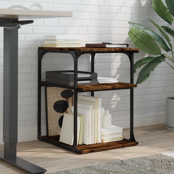 vidaXL 3-lags printerstativ røget eg 43x48x64 cm