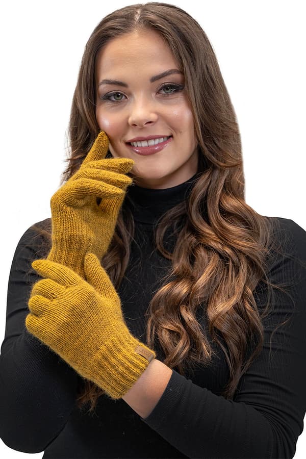 Vivisence 7014R Mörkgula UNI Stickade Handskar