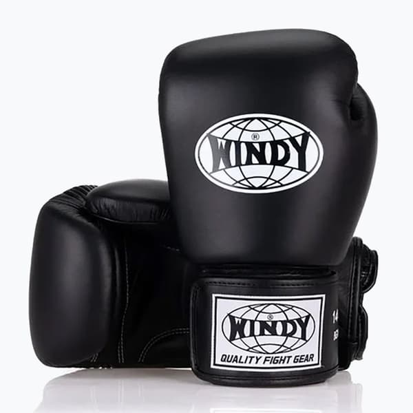 Windy Classic boksehandsker i ægte læder, sorte 14OZ