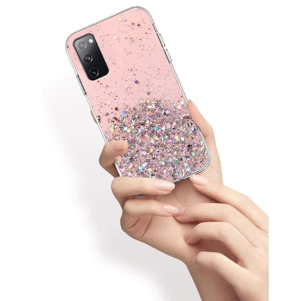 Samsung Galaxy S20 FE cover, glitrende, lyserød