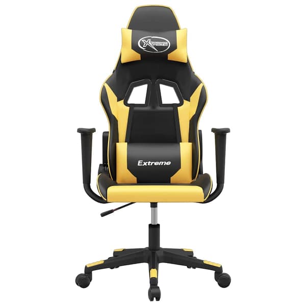 vidaXL massage-gamingstol, sort og guld, kunstlæder