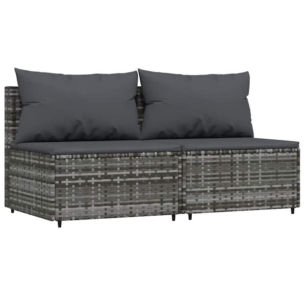 vidaXL midtersofaer med hynder, 2 stk., grå, polyrattan