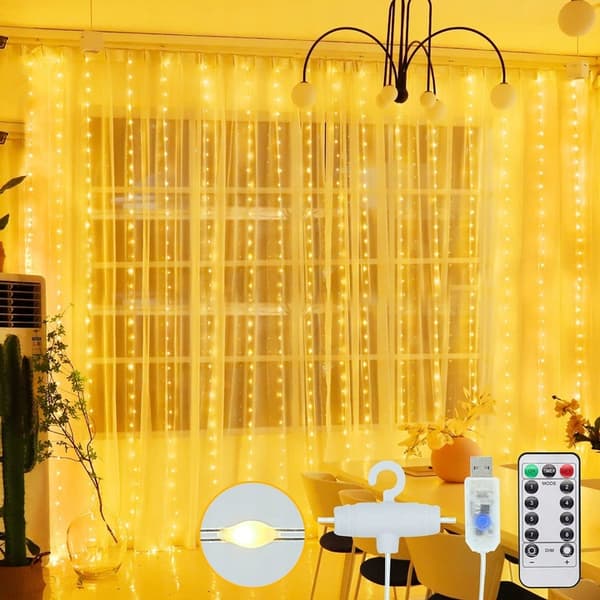 LAMPUT VALOVERHO 300LED VALOVERHO PYÖRÄVALOT 3x3m USB