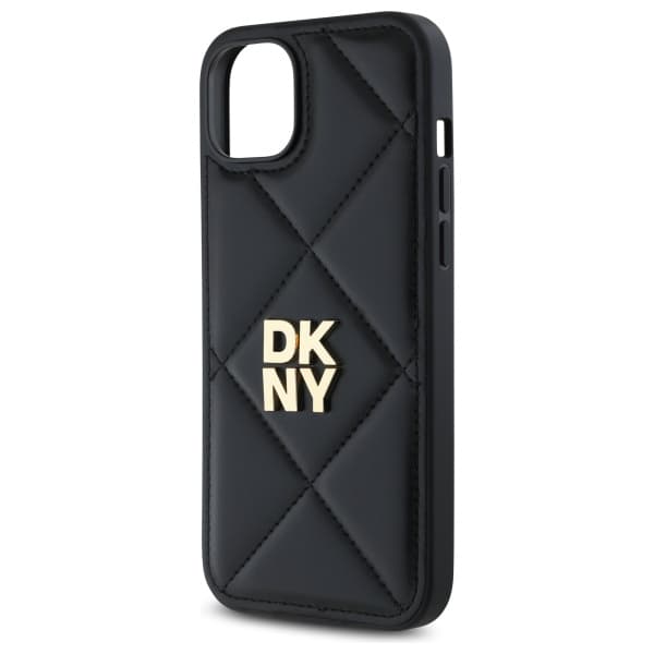 DKNY Quilted Stack Logo-skal till iPhone 15 Plus, Svart