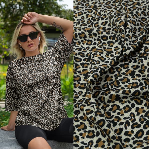 Silkkikangas leopardibeige-ruskea