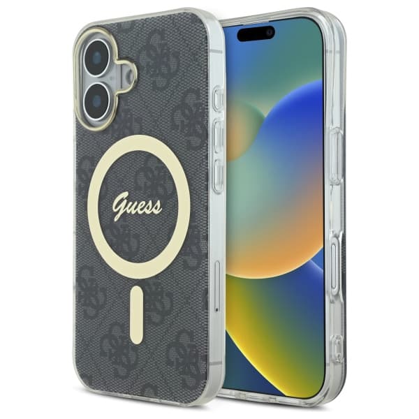 Guess IML 4G MagSafe-etui til iPhone 16, sort