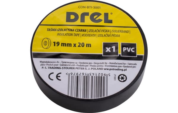 Isoleringstape 0,18 x 19 mm, 20 m, sort