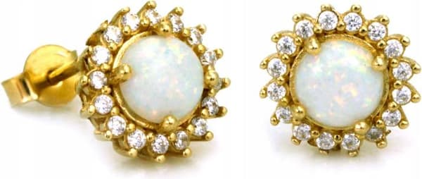 585 guldøreringe DISKULE MED LYS OPAL 3,07 g moderne design 14k