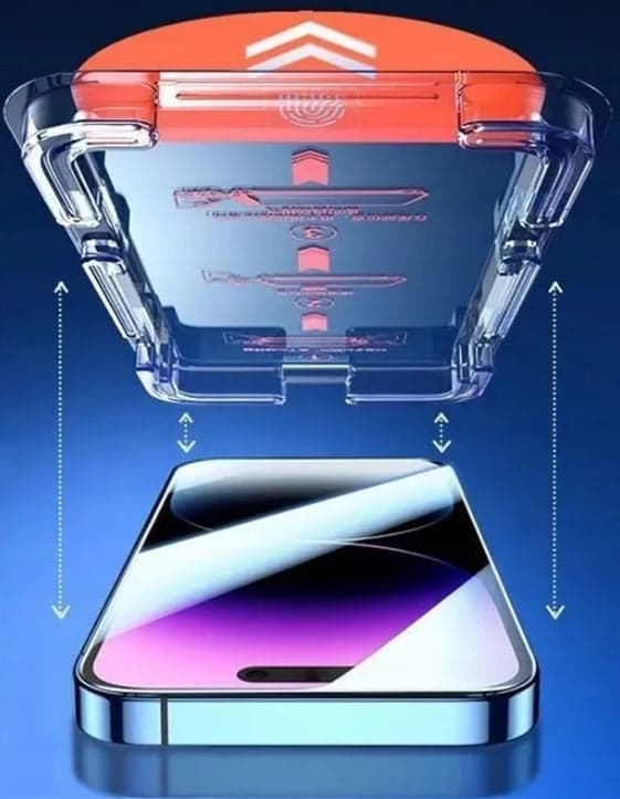 Härdat glas för iPhone 15 Pro Max med positioneringsram