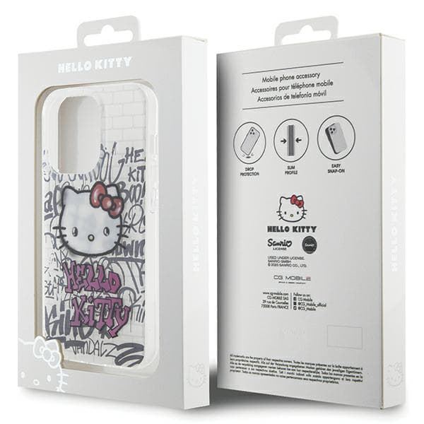 Hello Kitty IML Kitty On Bricks Graffiti-skal till iPhone 14 Pro Max, Vitt