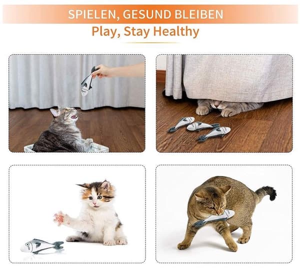 Interaktiv kattelegetøjsfisk med katteurt 6S