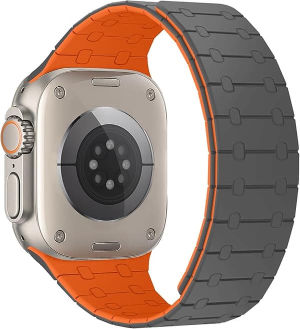 Apple Watch Magnetisk Rem Silikone Grå Orange