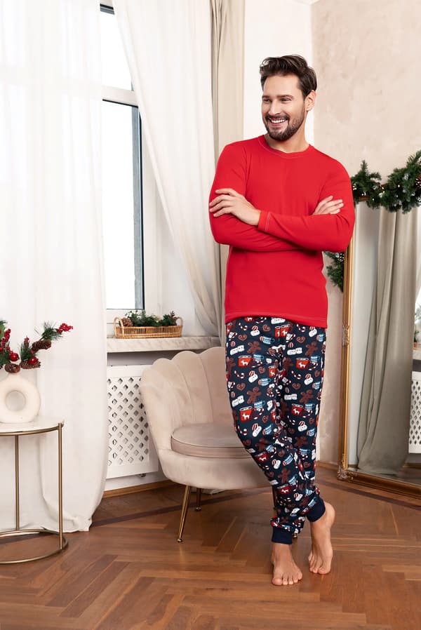 Rojas herrpyjamas långärmad, långbyxor M