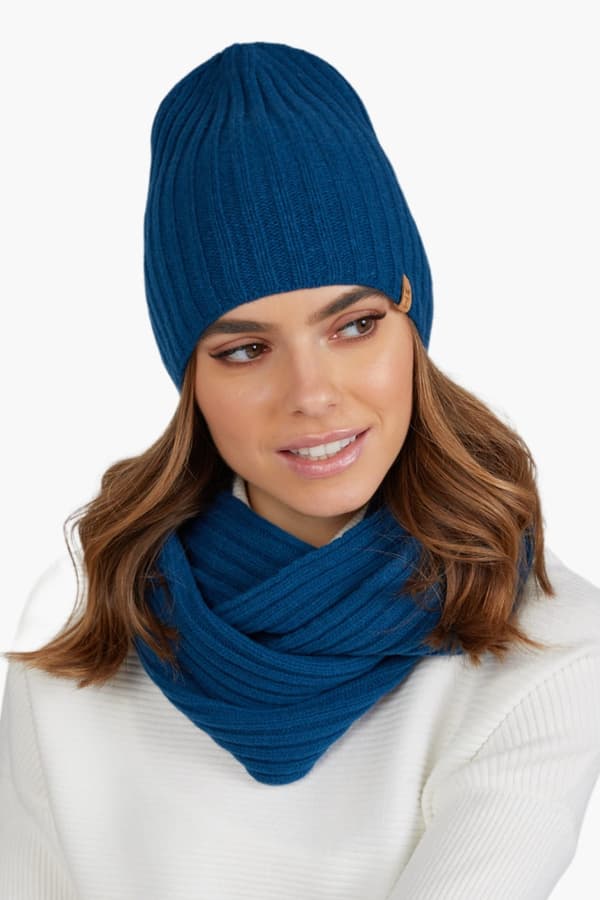 PERLA - mørk turkisstribet hat