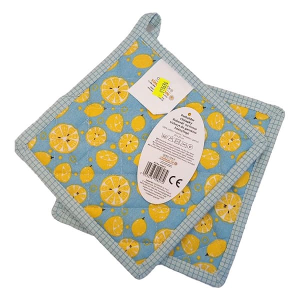 Grydelapper 20x20 2 stk. Citron