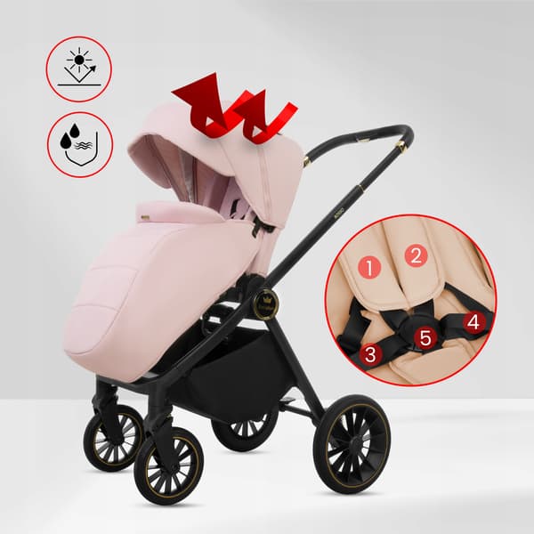 BabyLux ROSSO 2-i-1 klapvogn, gondol, let, foldbart sæt