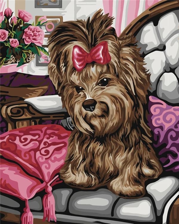 Maleri efter tal - Yorkshire terrier 40x50cm