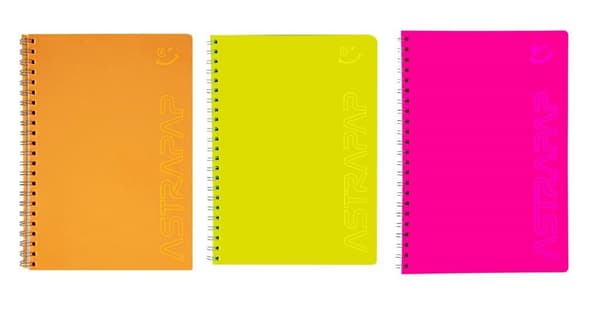 Spiralnotesbog A5/80K kvadreret Fluoro ASTRA