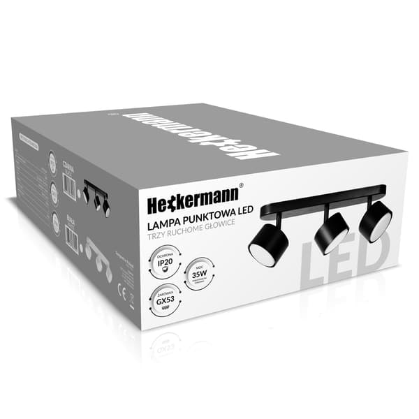 Heckermann 8795316A LED-spotlight Sort 3x hoved
