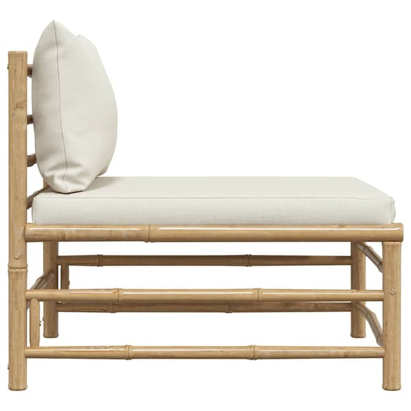 vidaXL havecentersofa, cremefarvede hynder, bambus