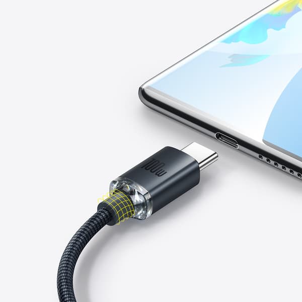 USB - USB-C kabel til hurtig opladning og dataoverførsel 100W 1,2m sort