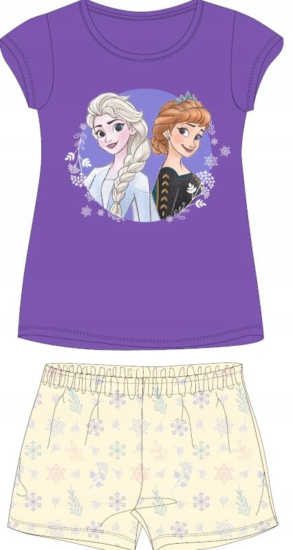 Anna och Elsa flickpyjamas kort ärm lila storlek 134