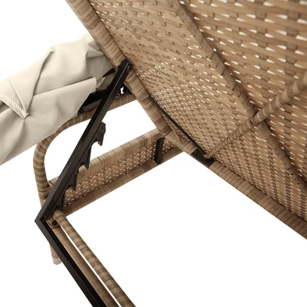 vidaXL Aurinkotuoli katoksella, beige, polyrottinki