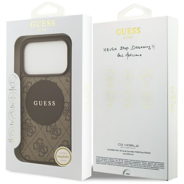 Guess 4G Circle Classic Logo MagSafe-etui til iPhone 17 Pro brunt