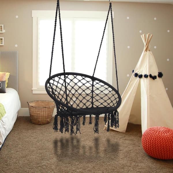 Stork's Nest gyngestol i haven, boho, 120 cm, sort
