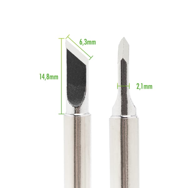 T12-K lodtip, 6,3 mm blad, med integreret varmer til T12 lodestation
