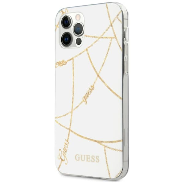 Guess Gold Chain Collection-etui til iPhone 12 Pro Max, hvid