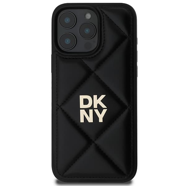 DKNY Quilted Stack Logo iPhone 16 Pro -suojakuori, musta