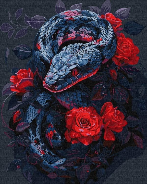Maleri efter tal - Farlig rose 40x50cm