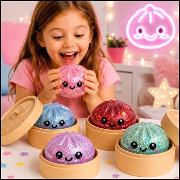 Anti-stress glitter dumpling i en ask DUMPLING MYSTERY SQUEEZE