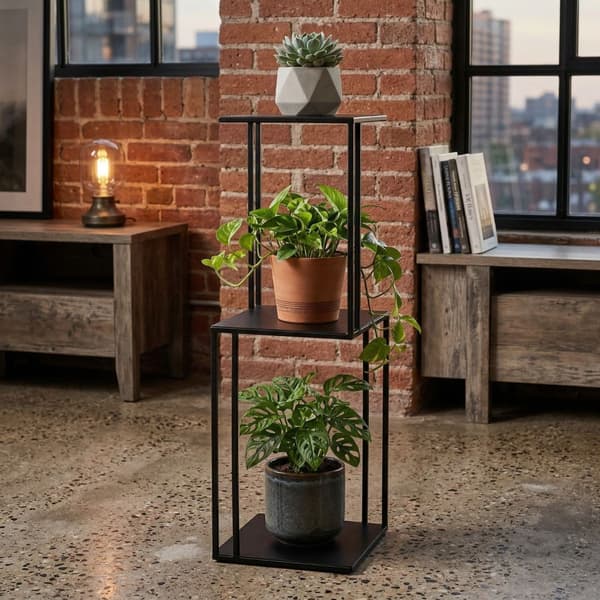 Högt blomställ för 3 krukor 80 cm