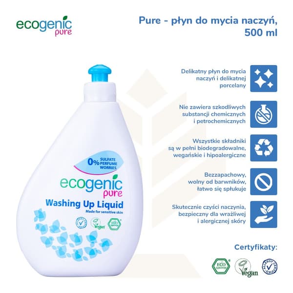 Parfymfri diskmedel 500ml Ecogenic Pure
