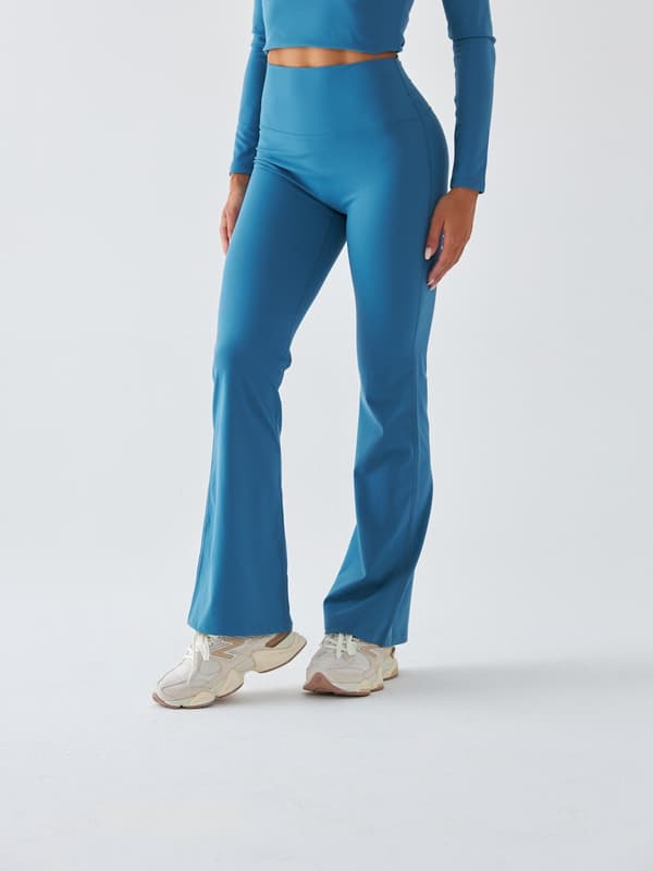 Blå utsvängda leggings - Morning Dew S