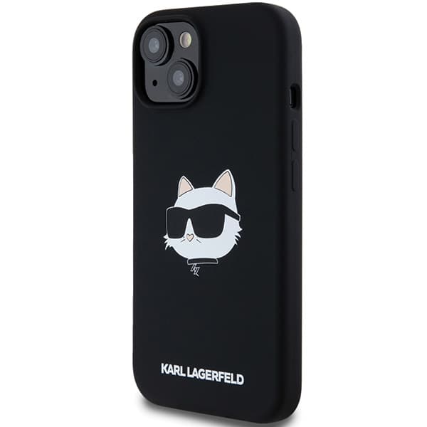 Karl Lagerfeld Silikone Choupette Head Magsafe-etui til iPhone 15 Plus, Sort